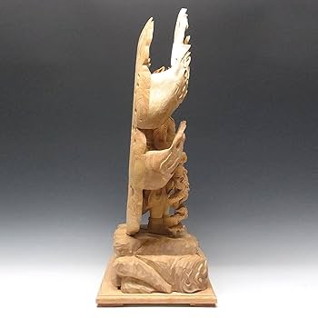 不動明王 彫刻 仏教工芸品 極上彫 倶利伽羅不動明王立 Amazon | 桧 不動明王 立像 倶利伽羅火炎巻光背 72cm 木彫り